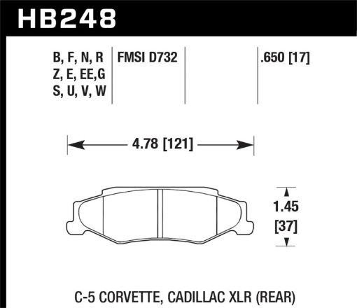 Picture of Hawk 04 - 09 Cadillac XLR 97 - 11 Chevrolet Corvette DTC - 60 Race Rear Brake Pads