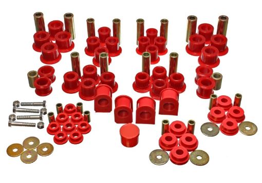 Picture of Energy Suspension 99 - 04 Ford F - 250 4WD Superduty Red Hyper - flex Master Bushing Set