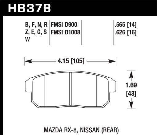 Picture of Hawk 03 - 06 Sentra Spec V. HPS Street Rear Brake Pads