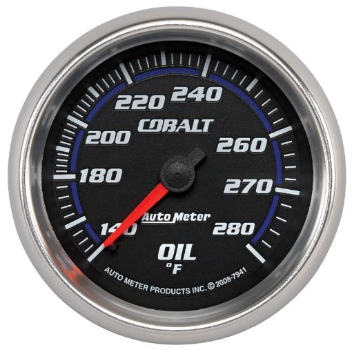 Picture of Autometer Cobalt 66.7mm 140 - 280 Degree F Mechanical Oil Temperature Gauge