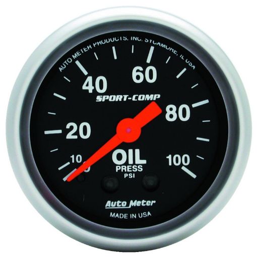 Picture of Autometer Sport Comp 52mm Mechanical 0 - 100 PSI Oil Pressure Gauge