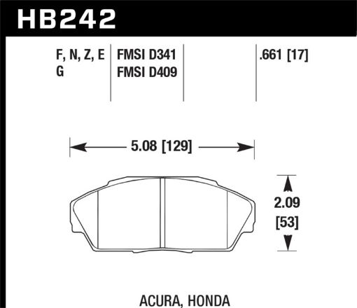 Picture of Hawk 86 - 01 Acura (Various) 88 - 93 Honda (Various) DTC - 60 Race Front Brake Pads