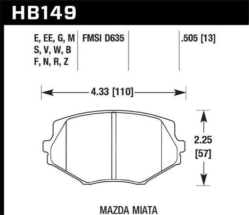 Picture of Hawk 94 - 00 Mazda Miata 01 - 03 Miata w Standard Suspension DTC - 60 Race Front Brake Pads (D635)