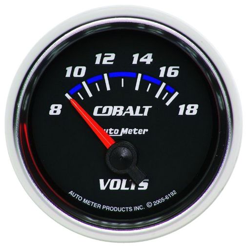 Picture of Autometer Cobalt 52mm 8 - 18 Volts Short Sweep Electric Voltmeter Gauge
