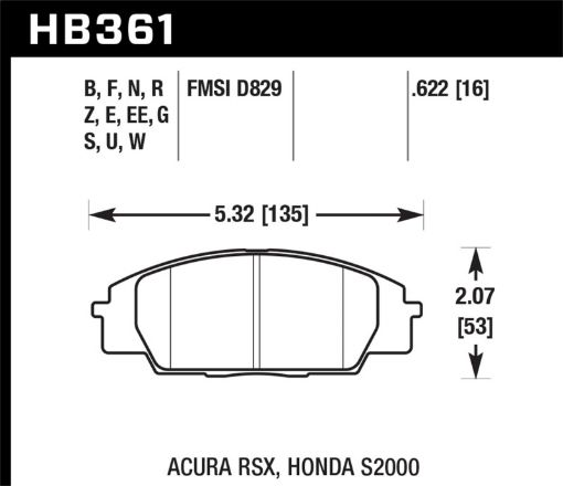 Picture of Hawk 02 - 06 Acura RSX Type S 06 - 11 Honda Civic Si 00 - 09 S2000 DTC - 60 Front Brake Pads