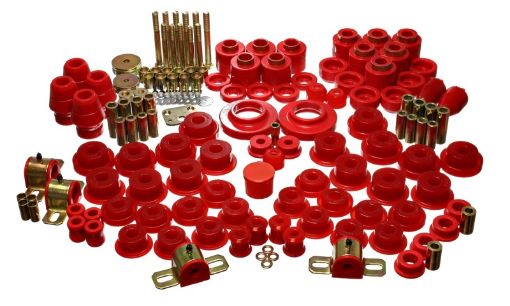 Picture of Energy Suspension 97 - 06 Jeep Wrangler TJ (w 1in Body Lift Kit) Red Hyper - Flex Master Bushing Set