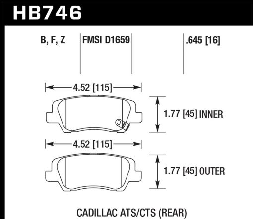 Picture of Hawk Cadillac 13 - 16 ATS 14 - 15 CTS HPS Rear Brake Pads