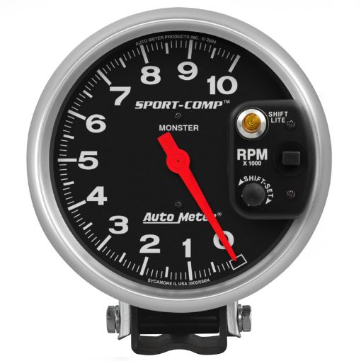 Picture of Autometer Sport - Comp 5 inch 10,000 RPM Pedestal Mount Tachometer (Shift - Lite on Control Shield)
