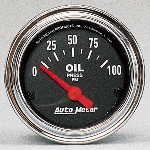 Picture of Autometer Traditional Chrome 52mm 0 - 100 PSI Short Sweep Electricall Oil Pressure Gauge
