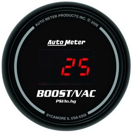 Picture of Autometer Black 52mm 30 In Hg. - Vac.30 PSI Digital VacuumBoost Gauge