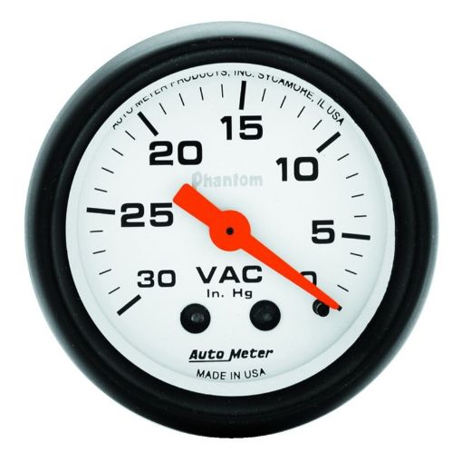 Picture of Autometer Phantom 52mm 30 in. HG. Mechanical Vacuum Gauge