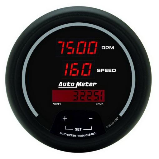Picture of Autometer Black 85.7mm 8000 RPM160 MPH or 260 kmh Digital TachSpeedo Combo Gauge