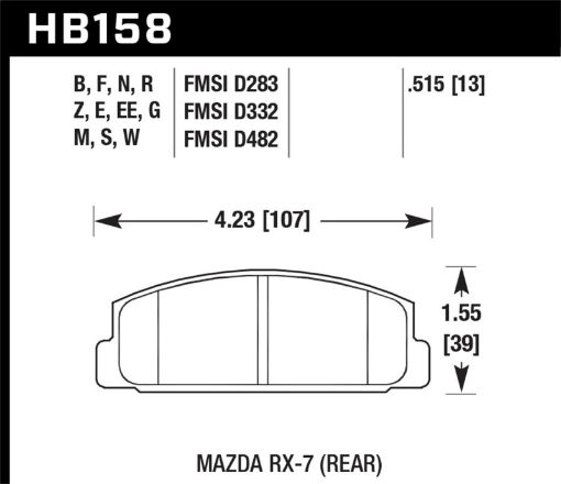 Picture of Hawk 03 - 05 Mazda 6 84 - 95 Mazda RX - 7 HT - 10 Race Rear Brake Pads