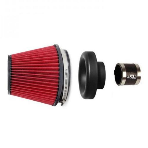 Picture of BLOX Racing Performance Filter Kit w 3.5inch Velocity Stack Red Filter and 3.5inch Silicone Hose