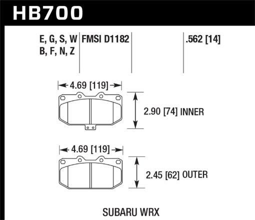 Picture of Hawk 06 - 07 Subaru WRX Performance Ceramic Front Brake Pads