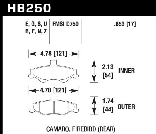 Picture of Hawk 98 - 02 Chevrolet Camaro 5.7L3.8L 98 - 02 Pontiac Firebird 5.7L3.8L DTC - 60 Race Rear Brake Pads