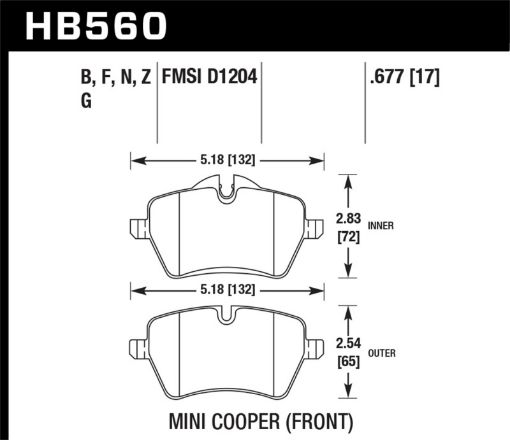 Picture of Hawk 05 - 06 JCW R53 Cooper S 07 R56 Cooper S HP Street Front Brake Pads