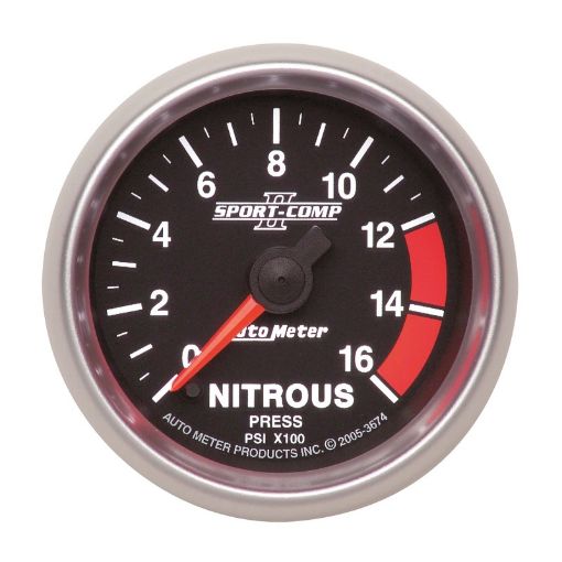 Picture of Autometer Sport - Comp II 52mm Full Sweep Electronic 0 - 1600 PSI Nitrous Pressure Gauge