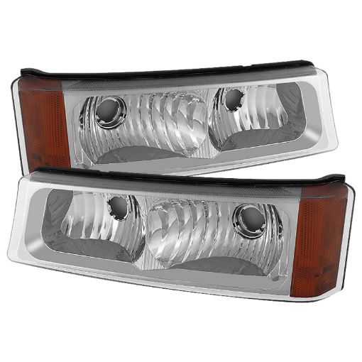 Picture of Xtune Chevy Silverado 03 - 06 Bumper Lights Amber Reflector Chrome CBL - JH - CSIL03 - AM - E