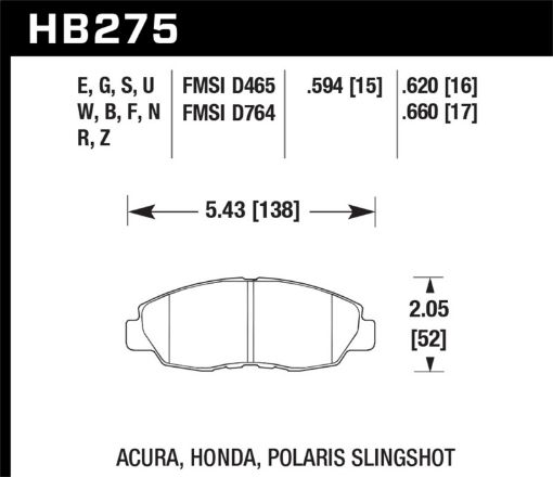 Picture of Hawk 97 - 99 Acura CL 93 - 02 Honda Accord Coupe DXEXLX96 - 10 Civic Coupe EX DTC - 60 Race Brake Pads
