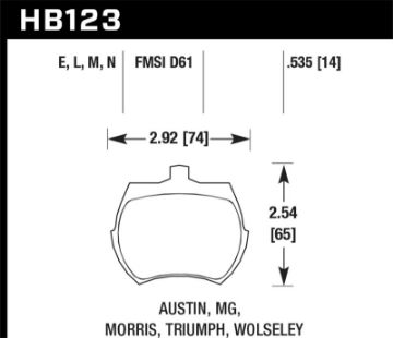 Picture of Hawk 66 - 79 MG Midget 75 - 80 Triumph TR7 Black Front Race Brake Pads