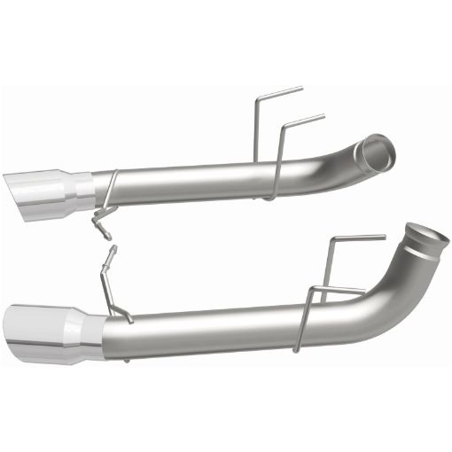 Picture of MagnaFlow 13 Ford Mustang Dual Split Rear Exit Stainless Axle - Back Cat Back Exhaust (Competition)