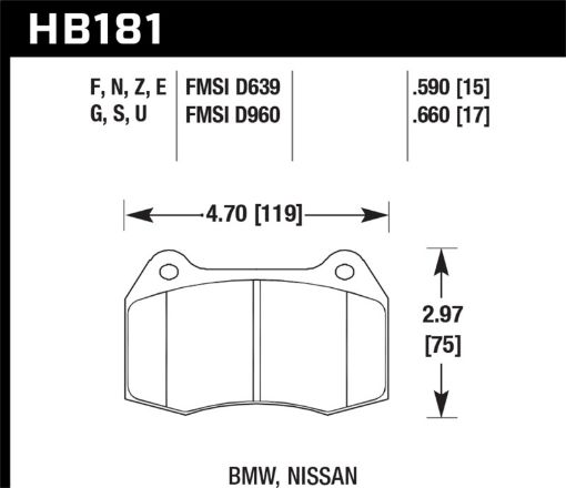 Picture of Hawk 02 - 04 Acura RSX 94 - 97 BMW 840CI850CI 92 - 02 Nissan Skyline DTC - 60 Front Race Brake Pads