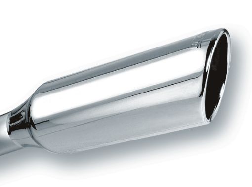 Picture of Borla 2.25in Inlet 4in Round Rolled Angle Cut x 12in Long Embossed Exhaust Tip