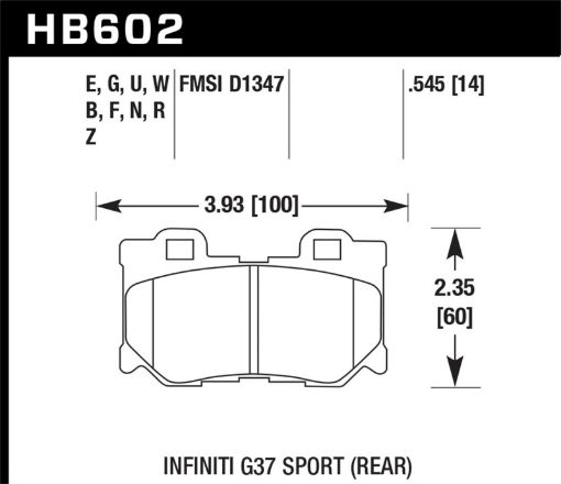 Picture of Hawk 10 - 11 Infiniti FX50 09 - 10 G37 09 - 10 Nissan 370Z DTC - 60 Race Rear Brake Pads