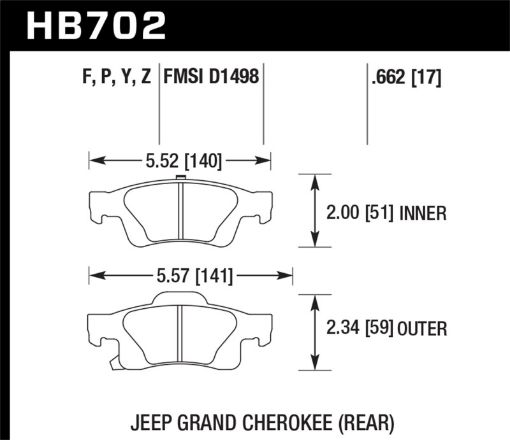 Picture of Hawk 11 - 12 Dodge Durango 11 - 12 Jeep Grand Cherokee LTS Rear Street Brake Pads