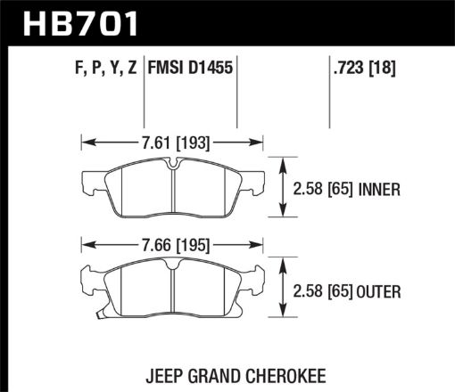 Picture of Hawk 11 - 12 Dodge Durango 11 - 12 Jeep Grand Cherokee Perf Ceramic Front Street Brake Pads