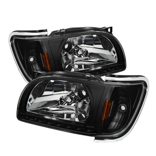Picture of Xtune Toyota Tacoma 01 - 04 1 Piece w Chrome Trim Crystal Headlights Black HD - ON - TT01 - 1PC - LED - CC - BK