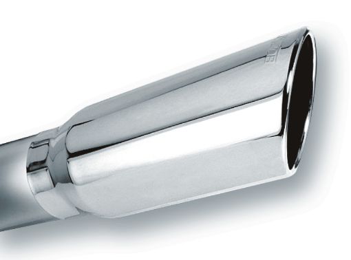 Picture of Borla 4in Inlet 5in Round Rolled Angle Cut w Clamp x 14in Long Exhaust Tip