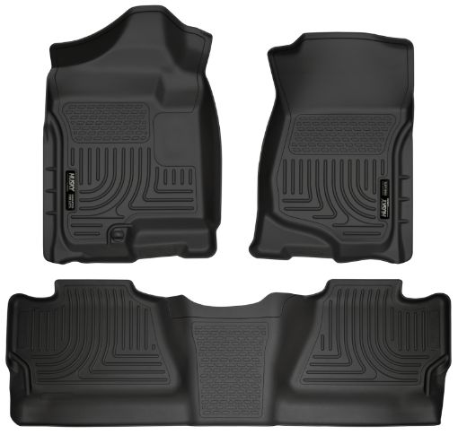 Picture of Husky Liners 07 - 12 Chevy SilveradoGMC Sierra Crew Cab WeatherBeater Combo Black Floor Liners