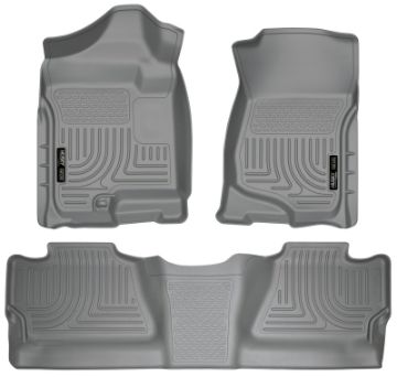 Picture of Husky Liners 07 - 12 Chevy SilveradoGMC Sierra Crew Cab WeatherBeater Combo Gray Floor Liners