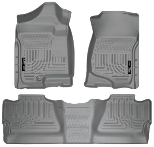 Picture of Husky Liners 07 - 12 Chevy SilveradoGMC Sierra Crew Cab WeatherBeater Combo Gray Floor Liners