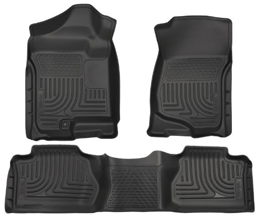 Picture of Husky Liners 07 - 12 Chevy SilveradoGMC Sierra Extended Cab WeatherBeater Combo Black Floor Liners