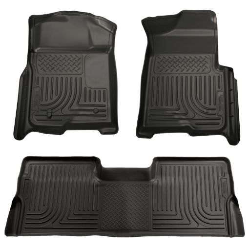 Picture of Husky Liners 08 - 10 Ford SD Crew Cab WeatherBeater Combo Black Floor Liners (wo Manual Trans Case)