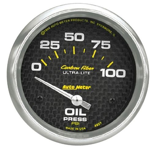 Picture of Autometer Carbon Fiber 66.7mm Short Sweep Electronic 0 - 100 PSI Oil Pressure Gauge