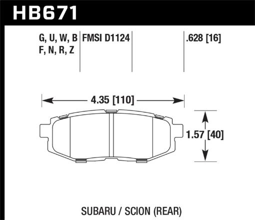 Picture of Hawk 13 Scion FR - S 13 Subaru BRZ10 - 12 Legacy 2.5 GT3.6R HP Plus Street Rear Brake Pads