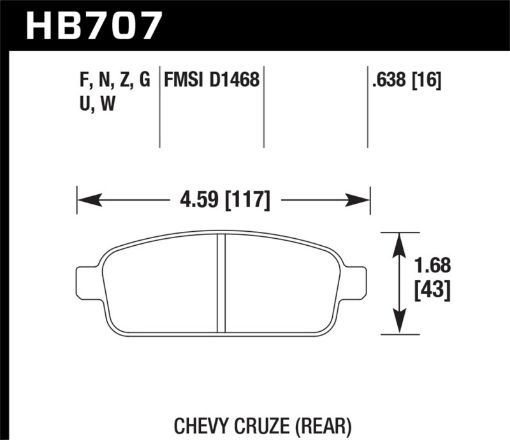 Picture of Hawk 11 - 12 Chevy Cruze EcoLS1LT2LTLTZ Performance Ceramic Rear Street Brake Pads