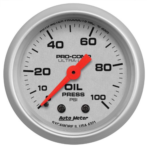 Picture of Autometer Ultra - Lite 52mm 0 - 100 PSI Mechanical Oil Pressure Gauge