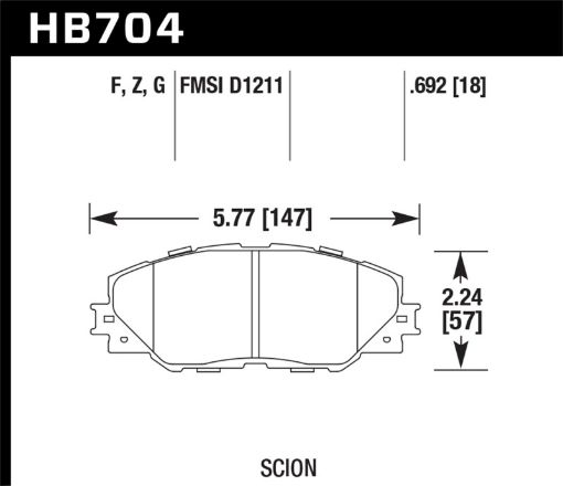 Picture of Hawk 09 - 10 Pontiac Vibe 2.4L 11 - 12 Scion tC HPS Front Street Brake Pads