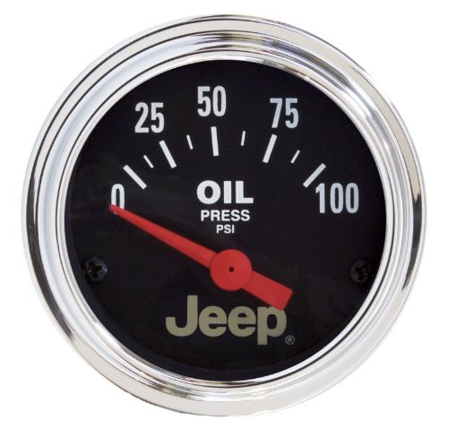 Picture of Autometer Jeep 52mm 0 - 100 PSI Short Sweep Electronic Oil Pressure Gauge