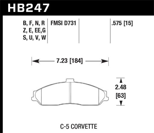 Picture of Hawk 97 - 06 Corvette (incl C5 Z06) HPS Street Front Brake Pads