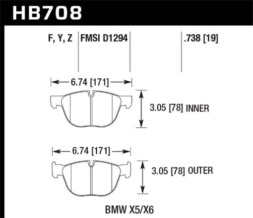 Picture of Hawk 07 - 08 BMW X5 3.0si4.8i 09 - 13 X5 Xdrive 08 - 13 X6 Xdrive Perf Ceramic Frt Street Brake Pads