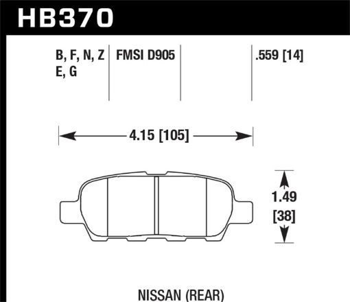 Picture of Hawk 03 - 07 350z G35 G35X wo Brembo DTC - 60 Race Rear Brake Pads