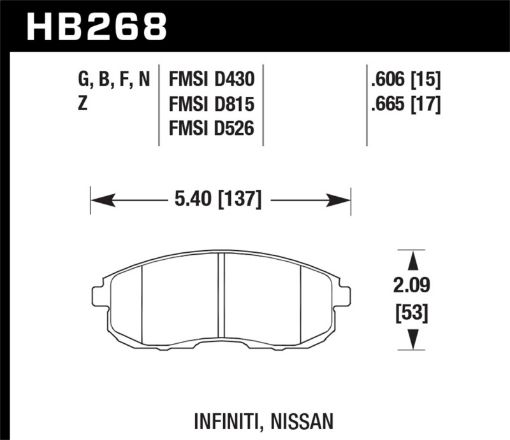 Picture of Hawk 03 - 04 G3503 - 05 G35X 02 - 05 350z wo Brembo DTC - 60 Race Front Brake Pads