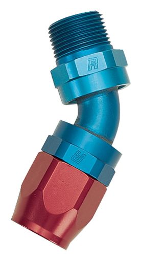 Picture of Russell Performance - 12 AN RedBlue 45 Deg Full Flow Swivel Pipe Thread Hose End (With 34in NPT)