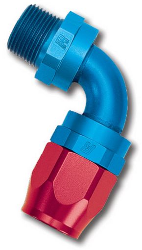 Picture of Russell Performance - 6 AN RedBlue 90 Degree Full Flow Swivel Pipe Thread Hose End (With 38in NPT)